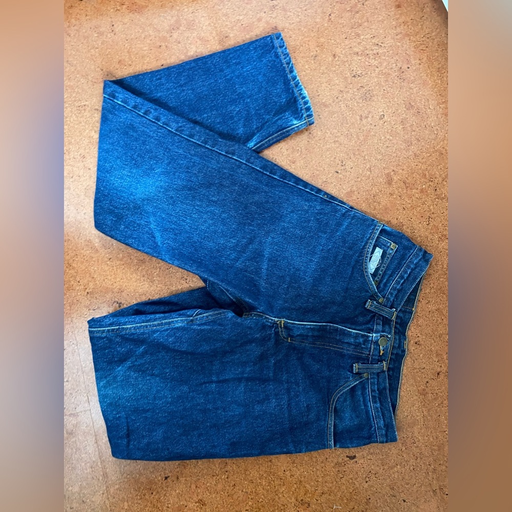 diamond gusset blue jeans
